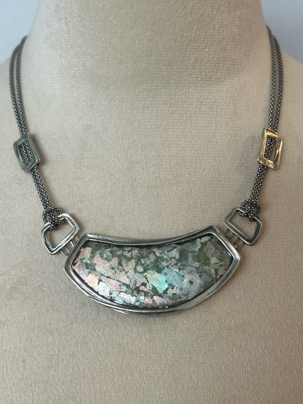 Vintage Roman Glass .925 Sterling Necklace